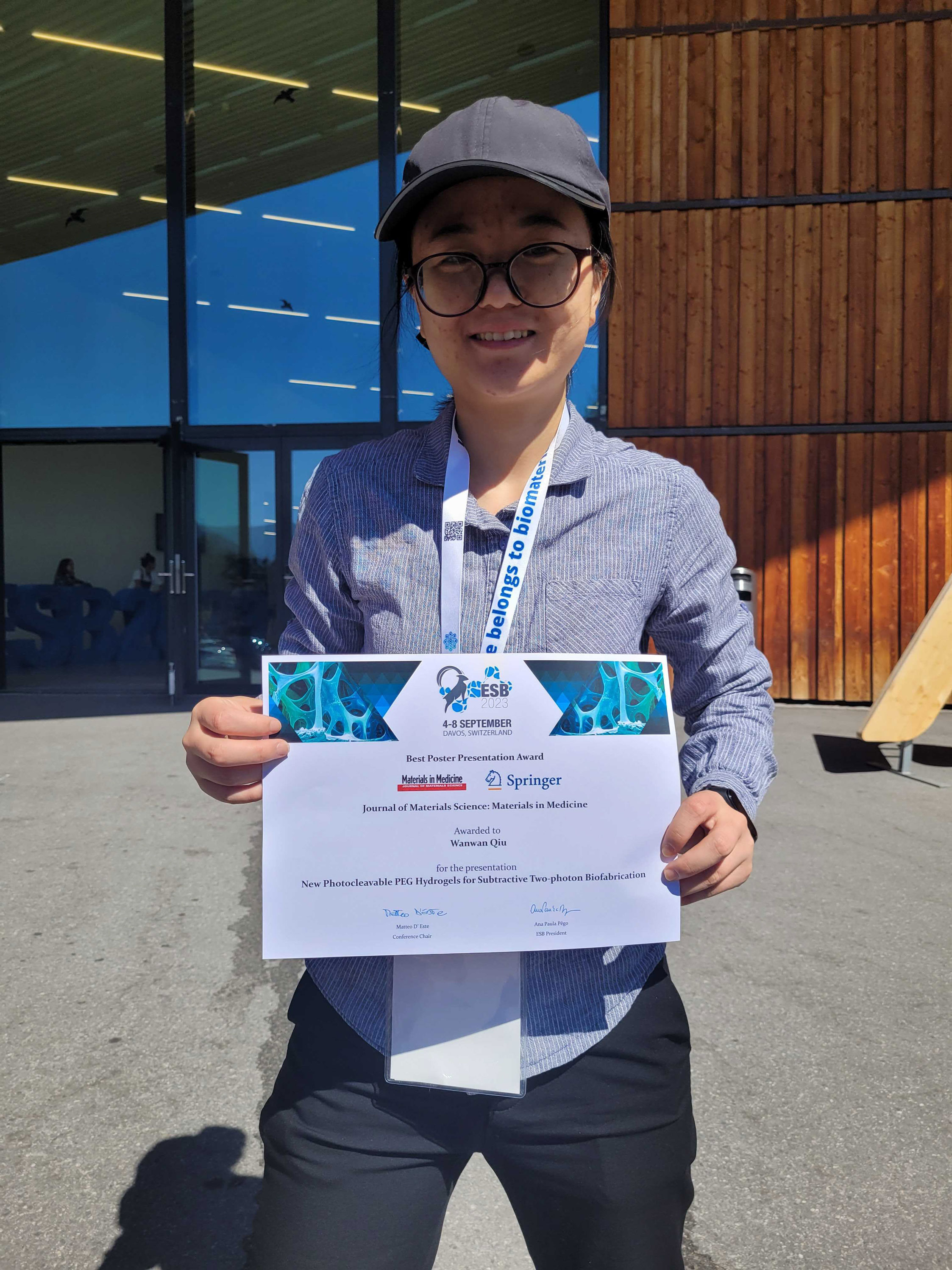 Wanwan is the winner a Poster prize at the ESB2023 conference